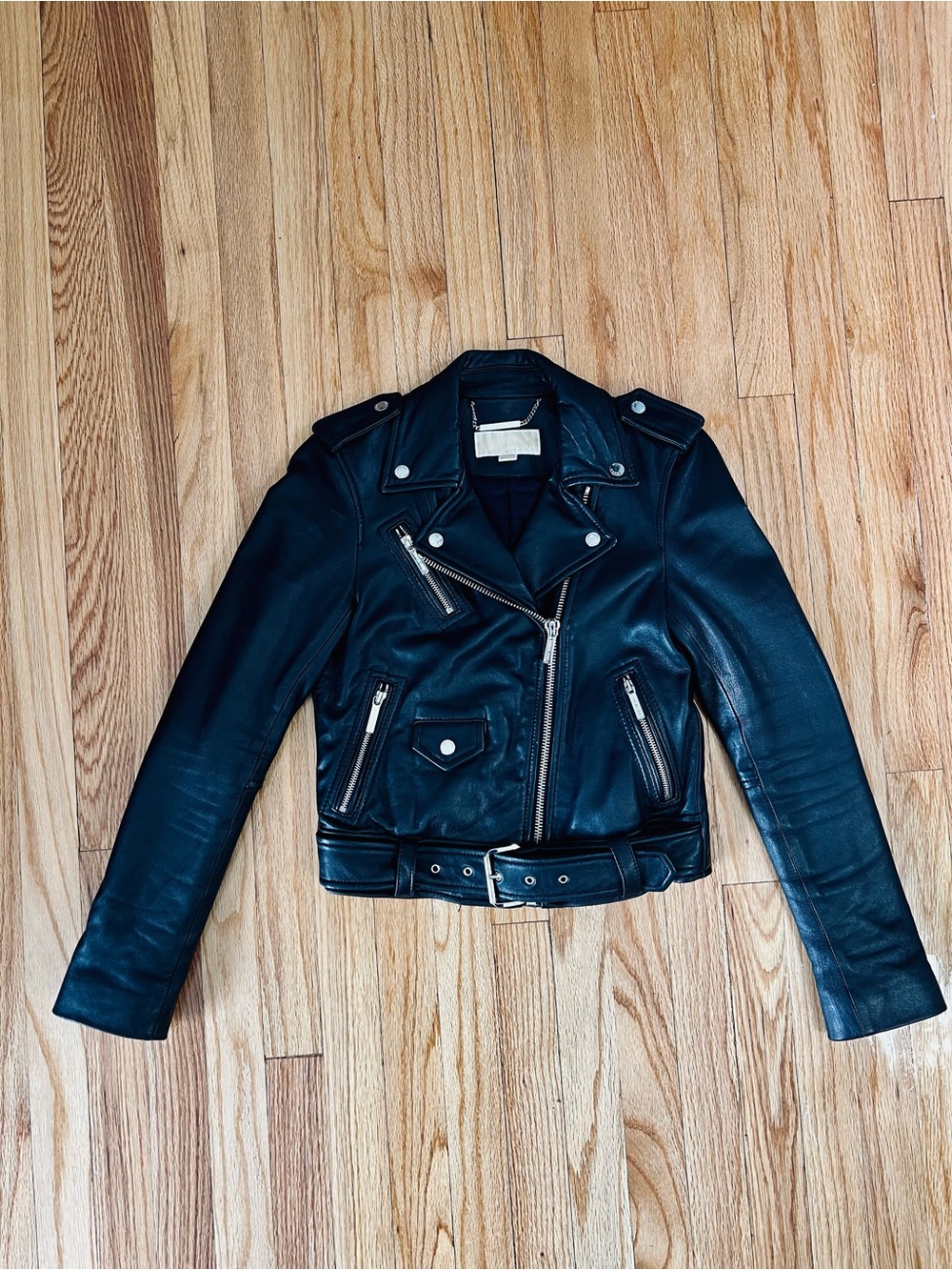 Michael Kors Black Leather Moto Motorcycle Jacket size Xs